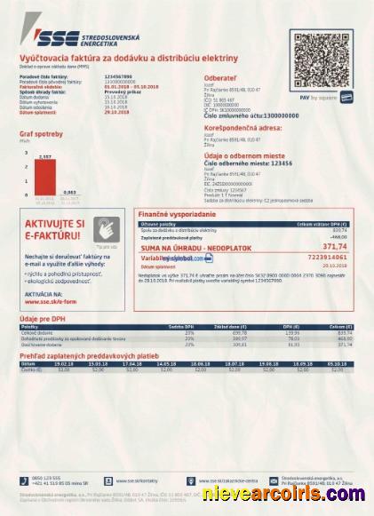 Slovakia SSE energy utility bill